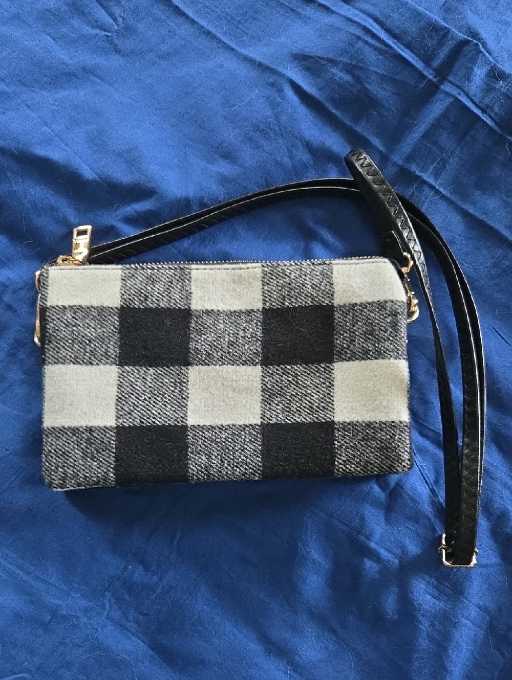 Plaid Black and Cream Crossbody Bag - Jen & Co